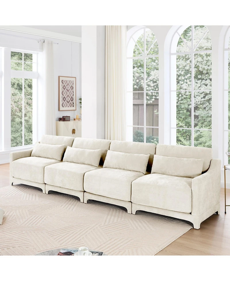 Streamdale Furniture Solid Wood Chenille Lumbar Pillow Sofa