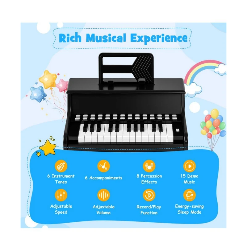 Hongge Kids Digital Piano Keyboard with Lighted Teaching Mode and Musical Play Features