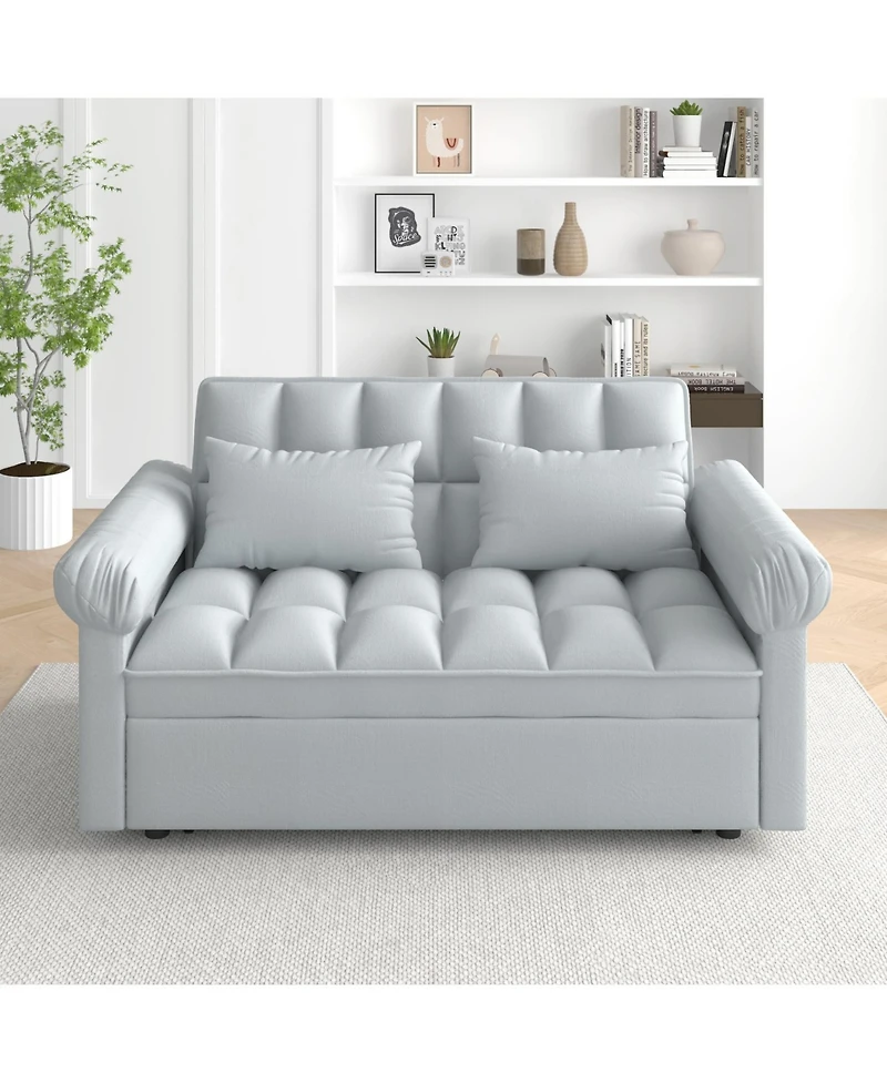 Streamdale Furniture Loveseats Sofa Bed with Pull-out Bed, Adjsutable Back-Light grey