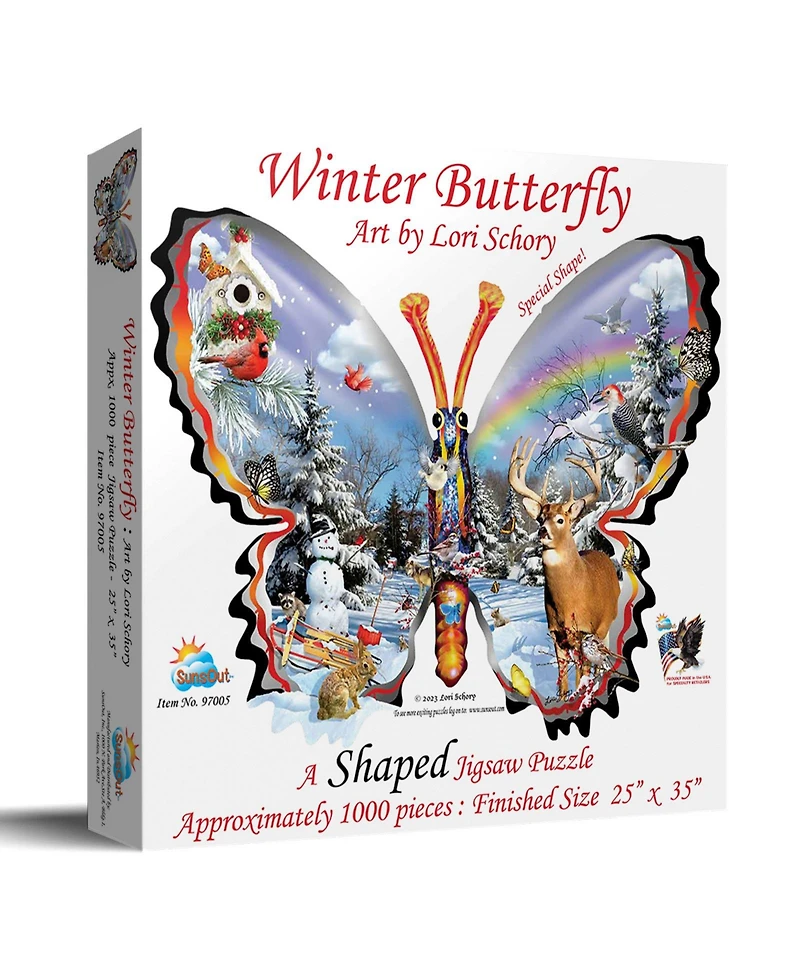 SunsOut Winter Butterfly 1000 piece Jigsaw Puzzle for Adults Special Shape