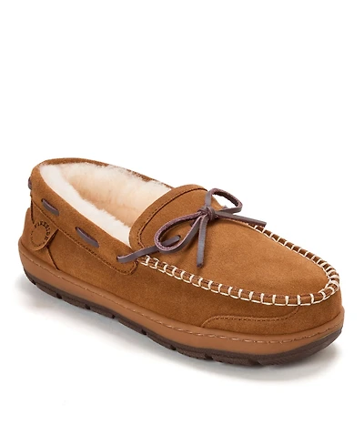 Dearfoams Men's Forster Genuine Shearling Moccasin Slippers