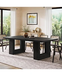 Tribesigns Farmhouse Dining Table for 6-8, 63-Inch Rectangle Kitchen Table with Strong Geometric Frame