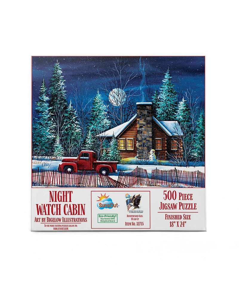 SunsOut Night Watch Cabin 500 piece Jigsaw Puzzle for Adults Christmas
