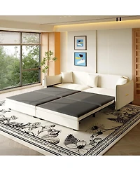 Maison Boucle 81.9'' Velvet Pull Out Sleeper Sofa Bed, 3-in-1 Convertible King Couch with Pillows, Modern for Living Room-Maison