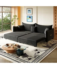 Maison Boucle 81.9'' Velvet Pull Out Sleeper Sofa Bed, 3-in-1 Convertible King Couch with Pillows, Modern Sofa for Living Room-Maison Boucle