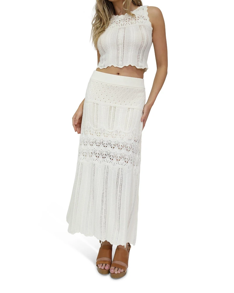 Belle & Bloom Women's Harvest Haze Crochet Maxi Skirt