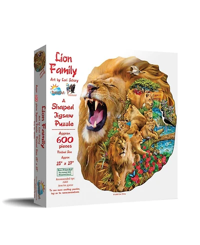 SunsOut Lion Family 600 piece Jigsaw Puzzle for Adults Special Shape