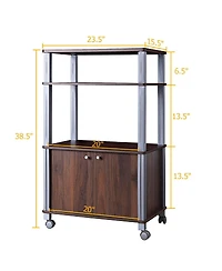Sugift Multifunctional Rolling Kitchen Baker s Rack with 2-Tier Shelf and Cabinet