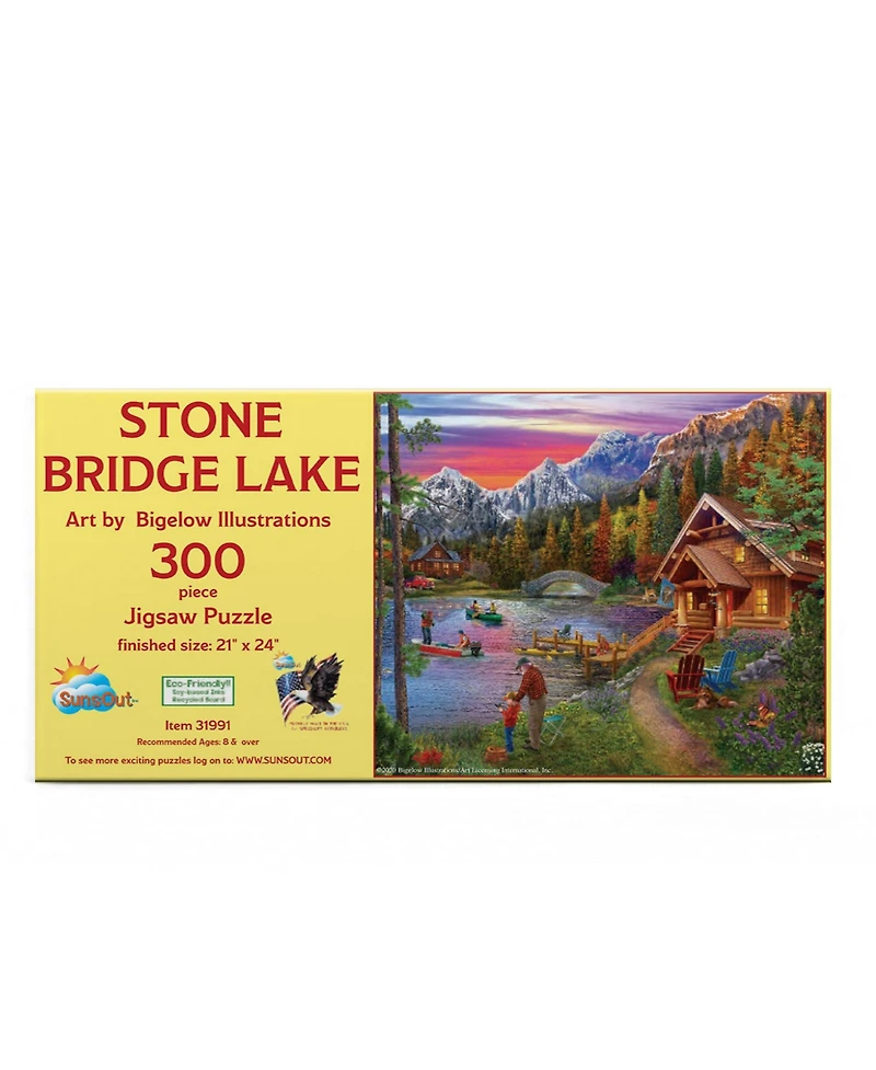 SunsOut Stone Bridge Lake 300 piece Jigsaw Puzzle for Adults