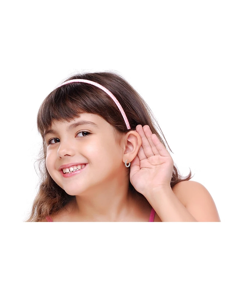 Chanteur Girls /Girl/Round Crystal White Gold Palladium Plating Huggie Hoop Earrings