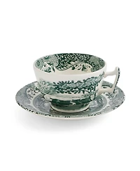 Spode Heritage Green Italian Teacup and Saucers, Set of 4