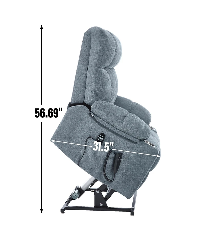 Streamdale Furniture Grey Power Lift Recliner Massage/Heat