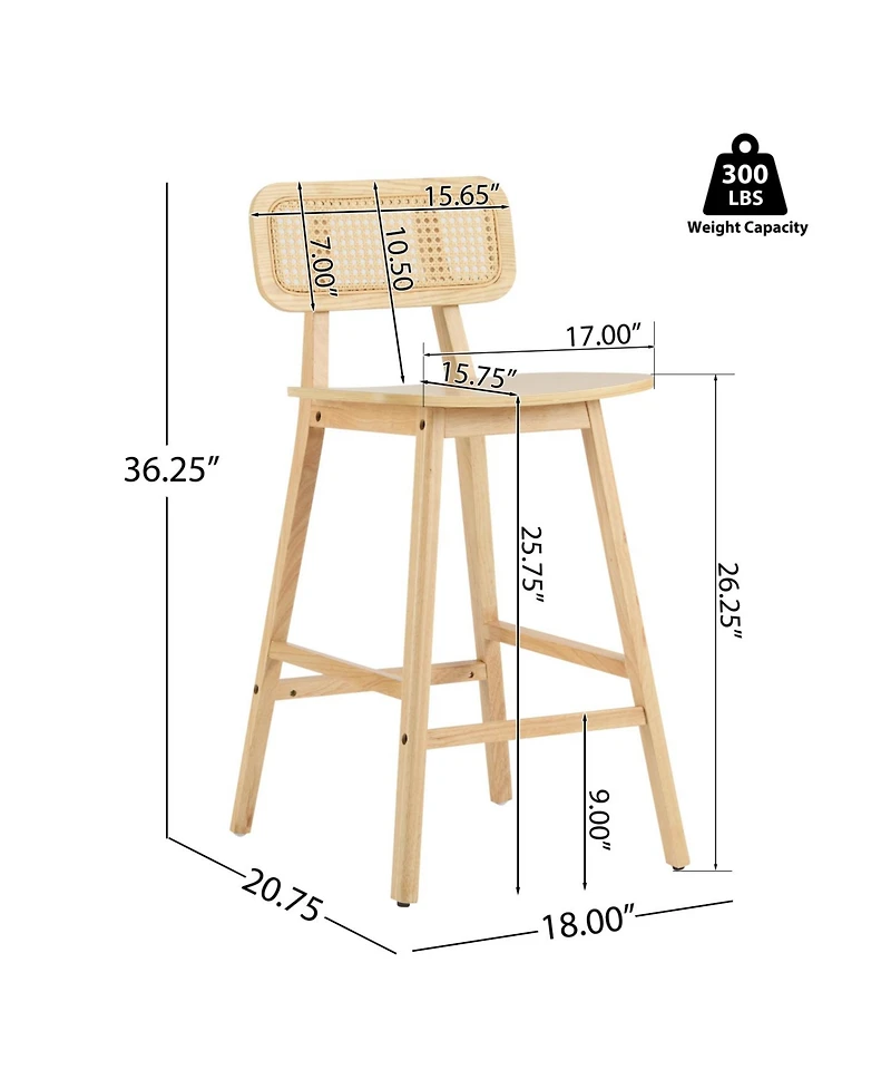 Streamdale Furniture Bari Indoor Wood Barstool, Set of 2