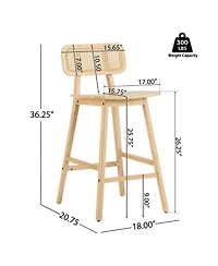 Streamdale Furniture Bari Indoor Wood Barstool, Set of 2