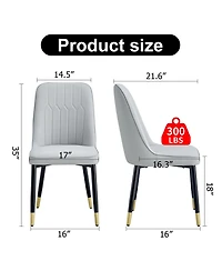 Streamdale Furniture Pu Dining/Living Room Chairs, Metal Legs, 2-Piece Set