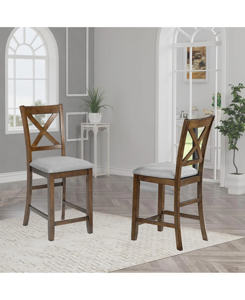 Streamdale Furniture Counter Height Chairs (Set of 4), Padded Seat, Walnut