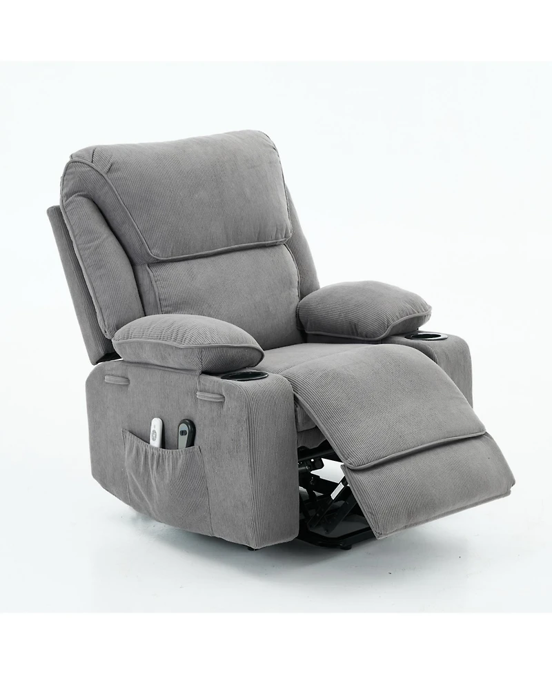 Streamdale FurnitureGray Remote-Controlled Heating and Massage Assistive Recliner for Seniors