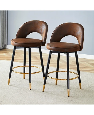 Streamdale Furniture 360 Brown Fabric Bar Chairs (Set of 2)