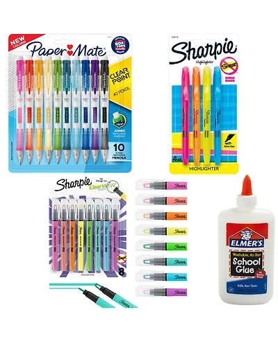 Sharpie Back to School Essentials Kit – Highlighters, Mechanical Pencils & School Glue – 20+ Pieces