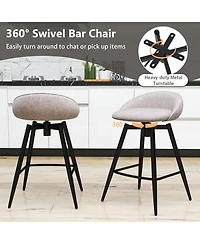 Gymax 25'' Upholstered Bar Stools Set of 2 w/ Footrest Backrest & Metal Frame