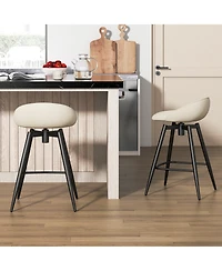 Gymax 25'' Upholstered Bar Stools Set of 2 w/ Footrest Backrest and Metal Frame