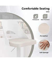 Gymax Bar Stools Set of 4 w/Enlarged Pu Leather Seat Footrest Swivel Chairs