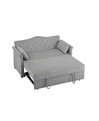 Maison Boucle Velvet Pull Out Sofa Bed with Nailhead Arms, Sleeper Tufted Back for Small Spaces, Guest Room, Living Room
