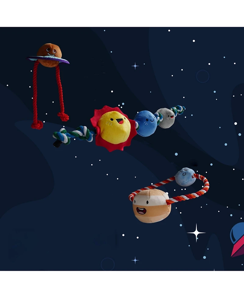 Nocciola 5 Pcs Space Themed Dog Toys, Durable Squeaky Stuffed Plush Dog Toys, Flying Disc, Interactive Tough Rope Toys for Smal Medium Large Dog