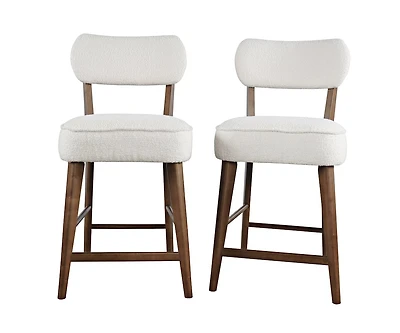 Jofran Wes Mid-Century Modern Boucle Upholstery Counter Barstool (Set of 2