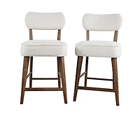 Jofran Wes Mid-Century Modern Boucle Upholstery Counter Barstool (Set of 2