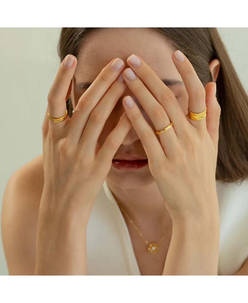 Bearfruit Jewelry 18k Gold Plated Sterling Silver Classic Gold Ring Duo Holiday Gift Guide