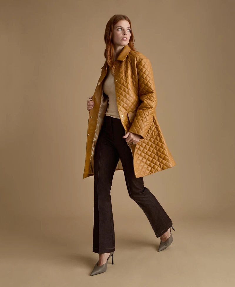 Furniq Uk Women's Quilted Leather Coat, Created For Macy's