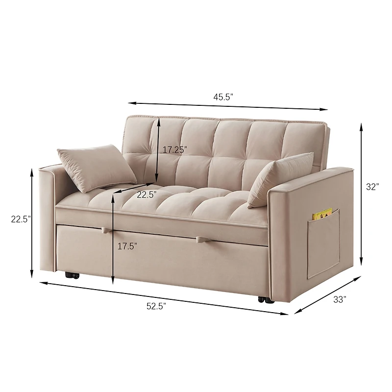 Streamdale Furniture 4-in-1 Versatile Loveseat Sofa & Bed with Storage and Armrests