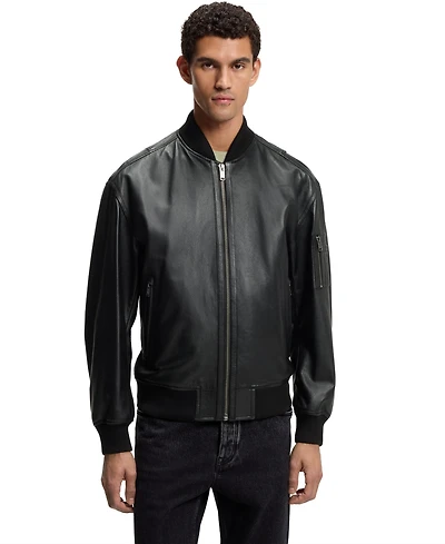 Boss by Hugo Men's Leather Bomber Jacket