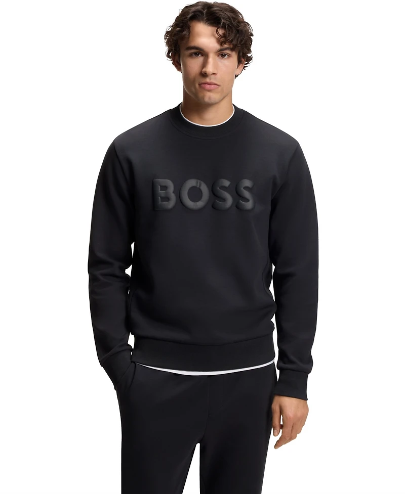 Boss by Hugo Men's Stretch-Cotton Tonal Logo Sweatshirt