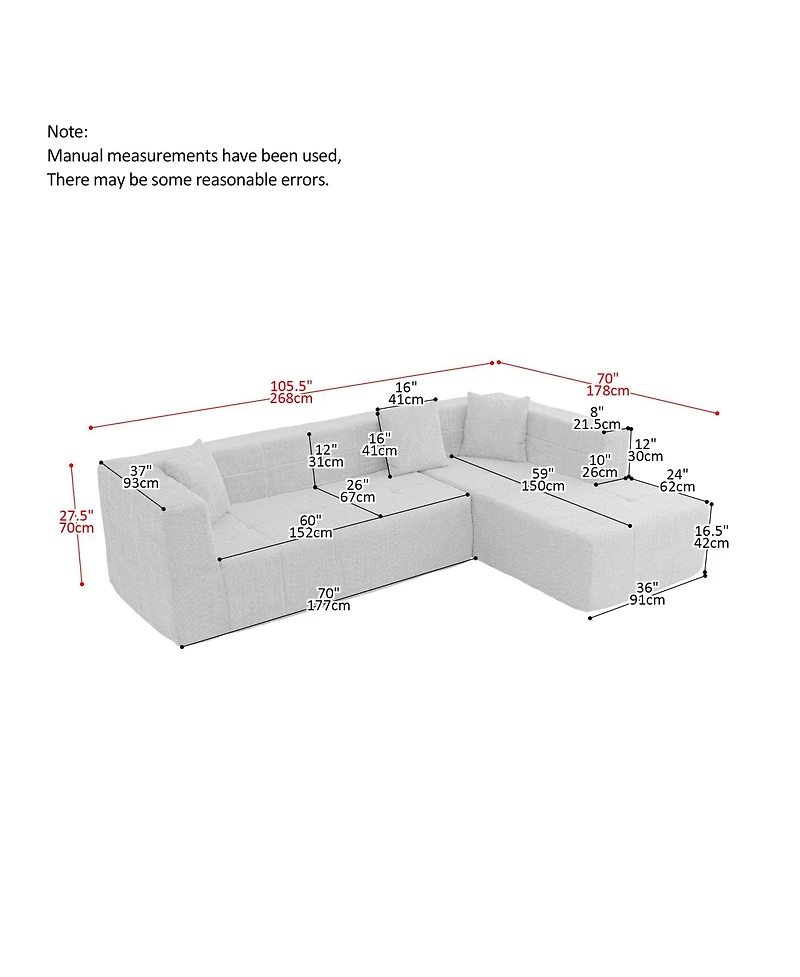 Streamdale Furniture Modular L-Shaped Sectional Sofa with Chaise