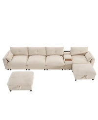 Streamdale Furniture Modular Sectional Sofa w/ Ottoman, Console, Usb Charger