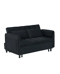 Streamdale Furniture 52" Black Velvet Sleeper Sofa with Pillows & Pockets
