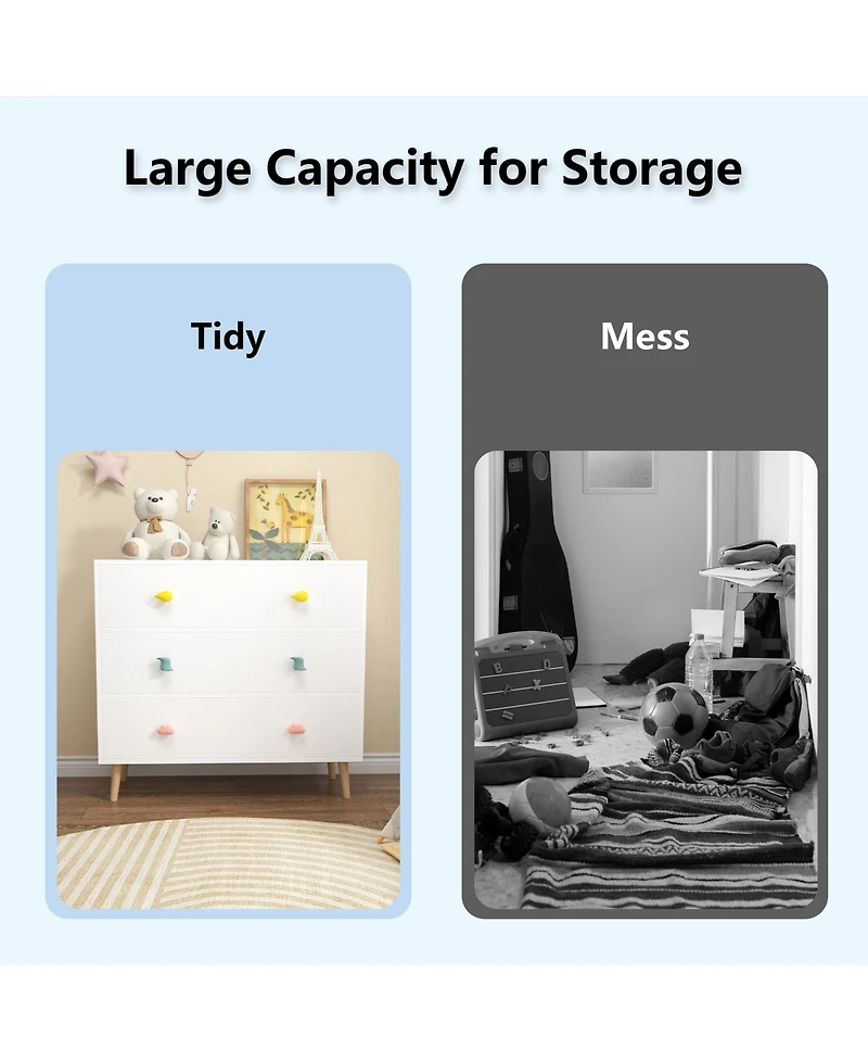 Streamdale Furniture Streamdale Kids 3 Drawer Dresser, Nightstand