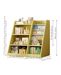 Streamdale Furniture Kids Wooden Bookcase Organizer Adjustable Shelf, Sling Book Rack, for Playroom, School, Nursery