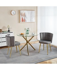 Streamdale Mid-Century Dining Set with Glass Table Top (5 Pieces)