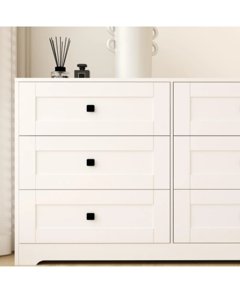 Streamdale Furniture Streamdale Chest Of Drawer with 6 drawers white color farm door