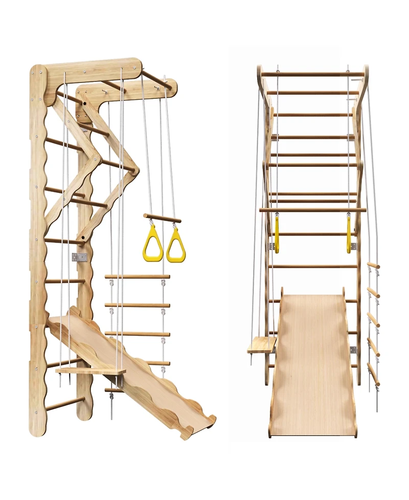 Streamdale Furniture Toddler Climbing Toys Indoor Kids Pikler Triangle Set Foldable Indoor Ladder Climbing Gym Climber
