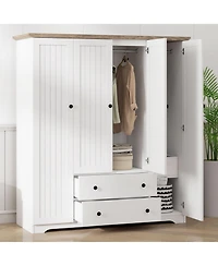 Streamdale Furniture 4 Door Wardrobe Armoire Closet with 2 Drawers