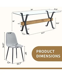 Streamdale Furniture 8 Gray Linen Chairs & Wood Grain Table Set