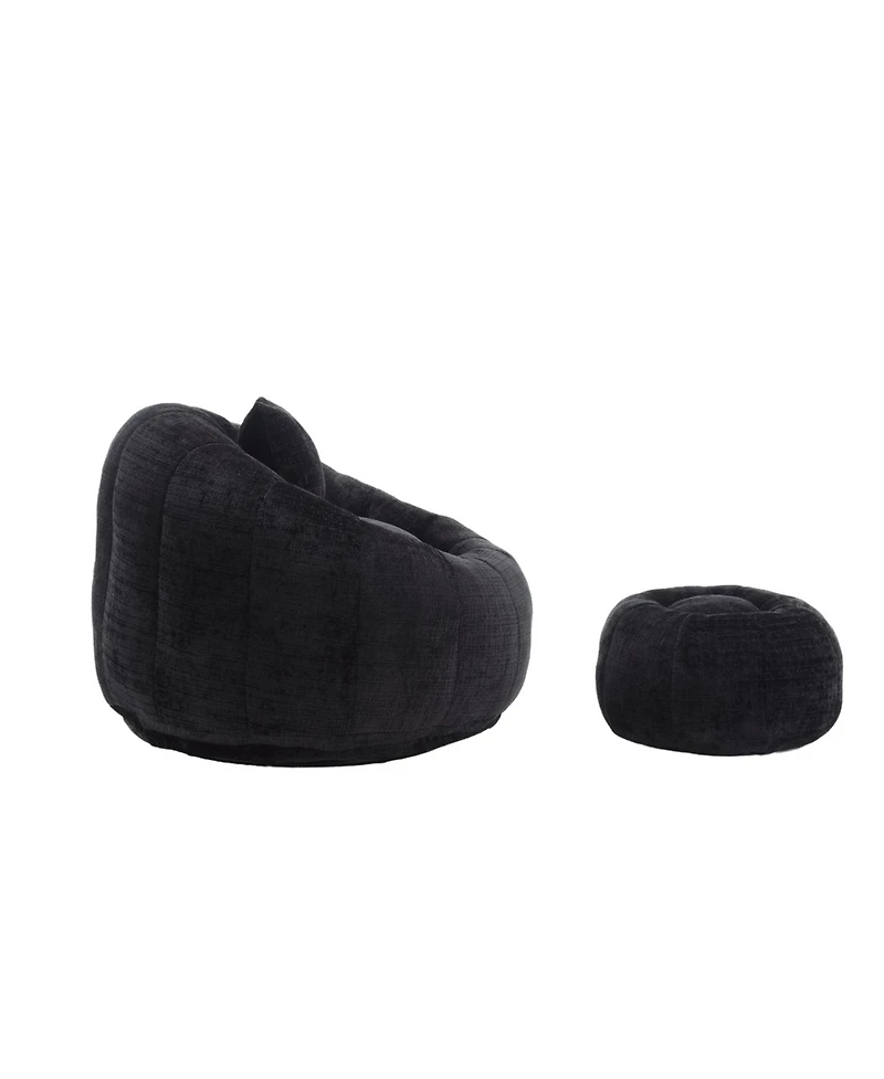 Streamdale Furniture Modern Xl Round Bean Bag Chair w/ Footrest & Pillow