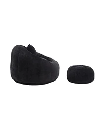 Streamdale Furniture Modern Xl Round Bean Bag Chair w/ Footrest & Pillow