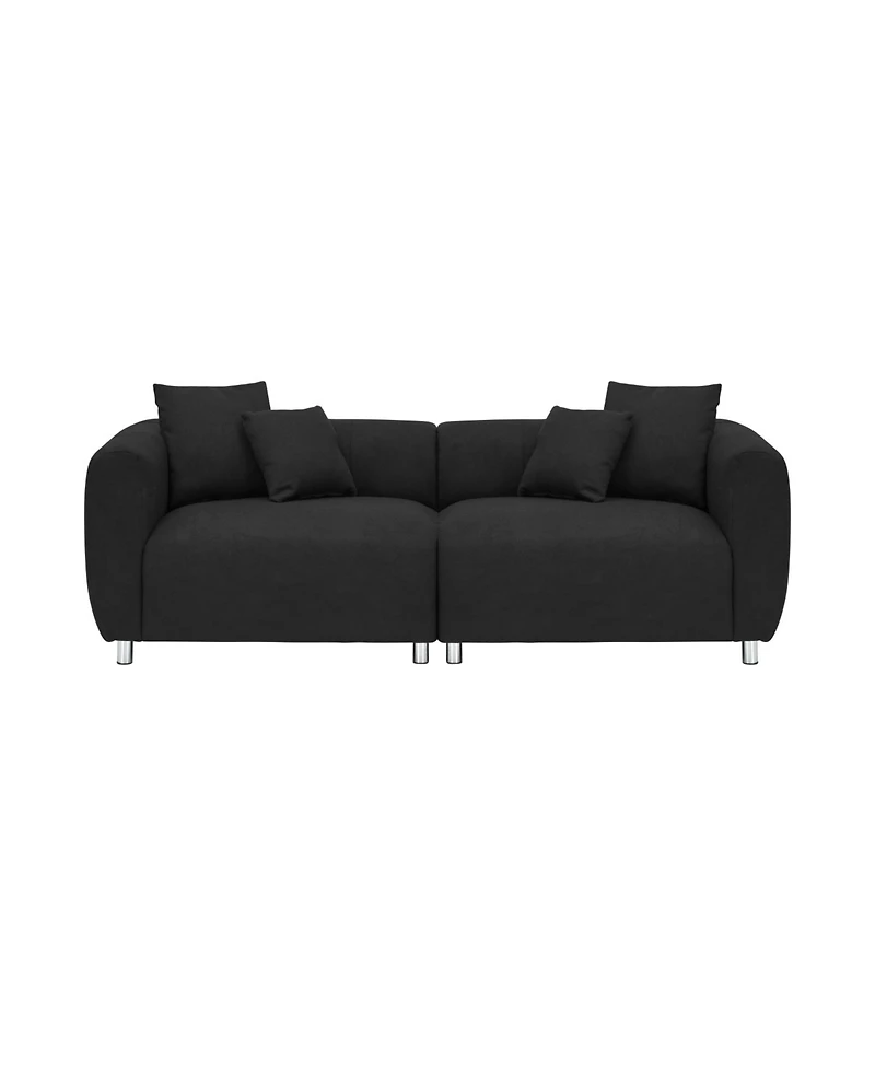 Streamdale Furniture 89" Black Sofa Metal Legs 3 Seater Solid Wood Frame & Pillows