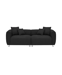 Streamdale Furniture 89" Black Sofa Metal Legs 3 Seater Solid Wood Frame & Pillows