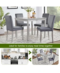 Streamdale Furniture 5-Piece Silver Grey Dining Set with Upholstered Chairs